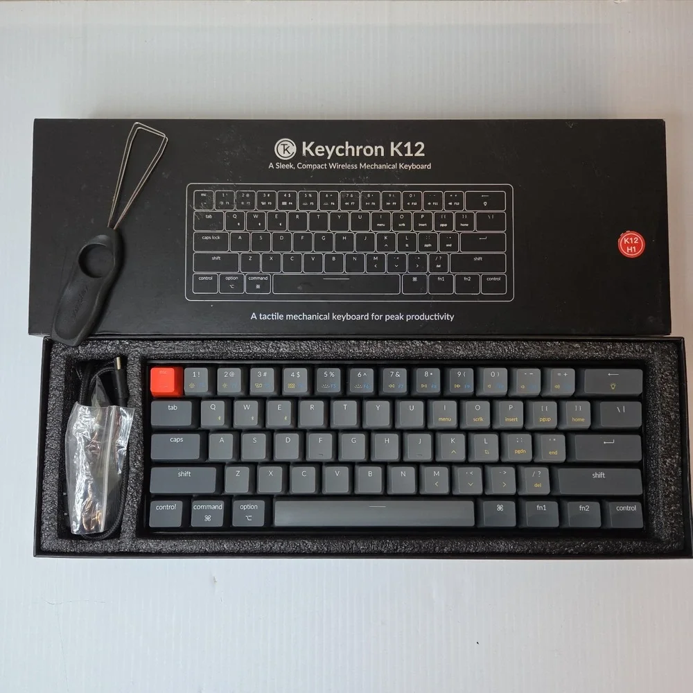 Keychron K12 Wireless Mechanical Keyboard Black Gray K12J3 Bluetooth 60% Layout
